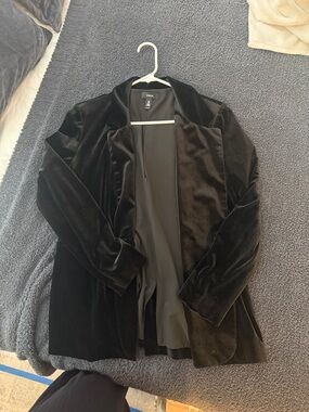 Aqua Black Velvet Blazer Jacket